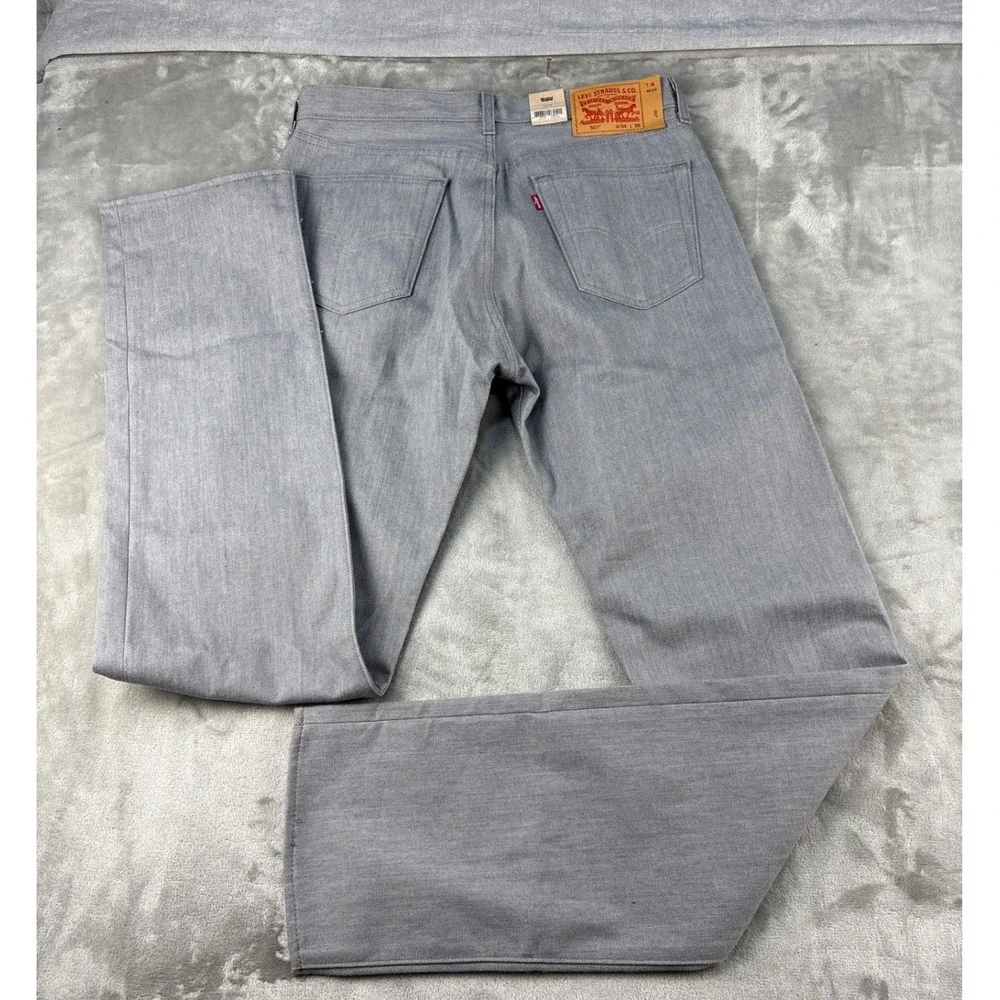 Levis Jeans Mens 34x38 501 Original Shrink-to-Fit Grey Straight Leg NEW